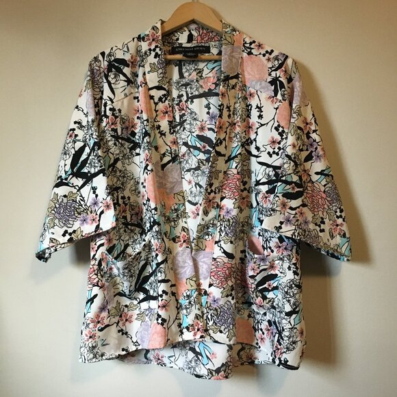 Sakura Blossom Mini Kimono Robe With Pockets - Picture 1 of 16